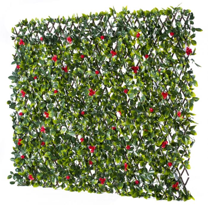 extreme Instant Artificial Screening Fencing Realistic 2M x 1M - Red Summer Flowers - Can Be Extended!